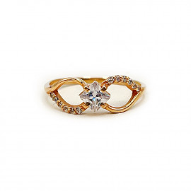 Золотое кольцо в красном цвете с цирконом 01-200107840