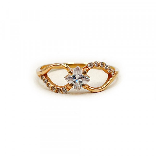 Золота каблучка у червоному кольорі з цирконом