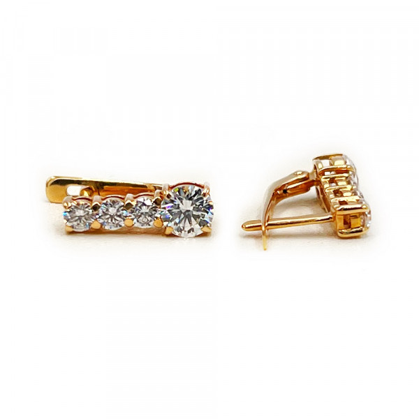 Серьги из золота красного цвета с цирконом