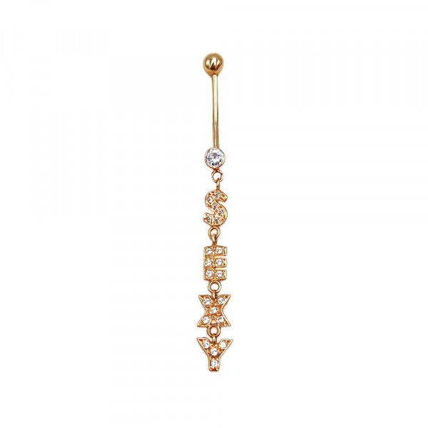 Золотий пірсинг у червоному кольорі з цирконом