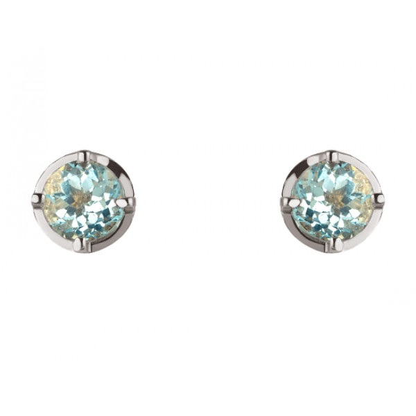 Серьги из золота белого цвета с голубыми топазами