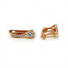 Серьги из золота красного с белым цвета с цирконом 01-200254740