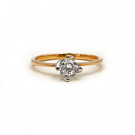 Золотое кольцо красного с белым цвета с цирконом 01-200260840