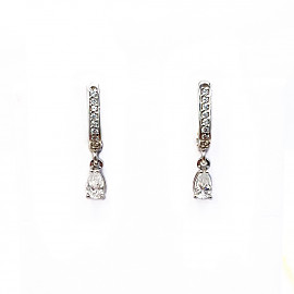 Серьги из белого золота с цирконом 01-200459040