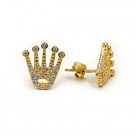 Серьги из золота желтого цвета с цирконом «Корона» 01-200599840