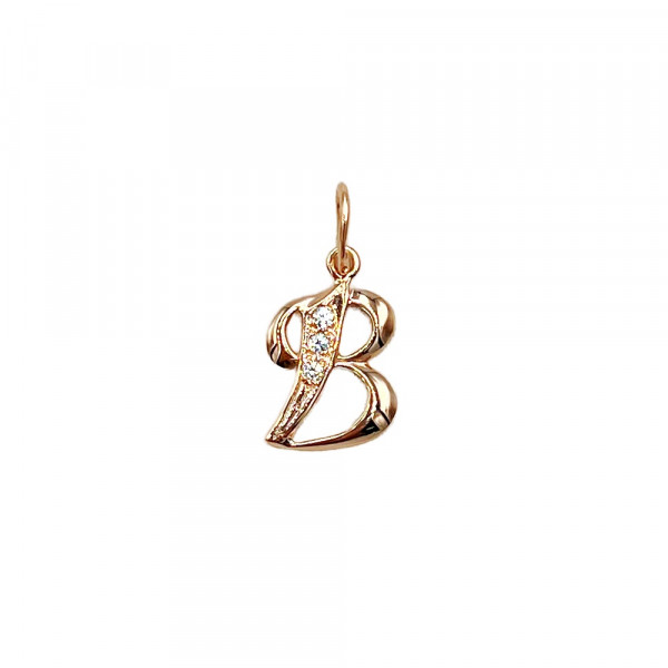 Кулон з золота з цирконом «Літера В»
