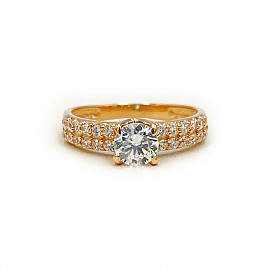 Золота каблучка червоного кольору з цирконом 01-200839040