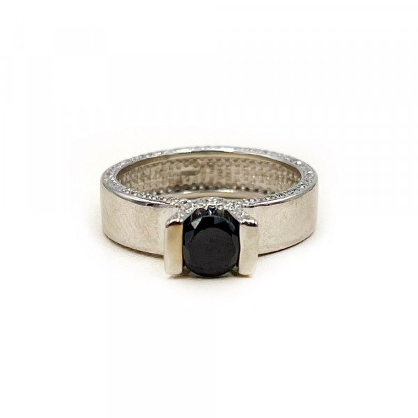 Каблучка з золота у білому кольорі з цирконом