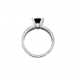 Каблучка з золота у білому кольорі з цирконом