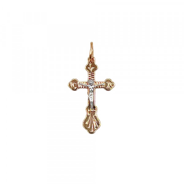 Хрестик з золота червоного з білим кольору