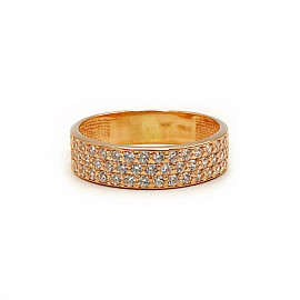 Каблучка з червоного золота з цирконом 01-200878340