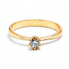 Золотое кольцо с белым бриллиантом 01-200006241