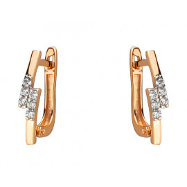 Золоті сережки у червоному з білим кольорі з цирконом 01-200072441
