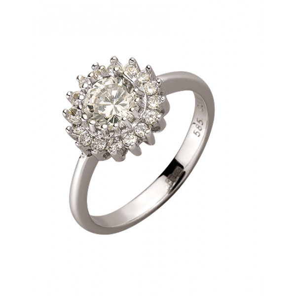 Золота каблучка з цирконом «Квітка»