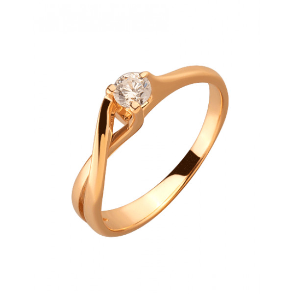 Каблучка з золота у червоному кольорі з цирконом
