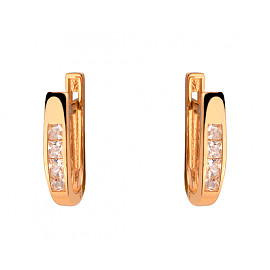 Золотые серьги красного цвета с цирконом 01-200152641