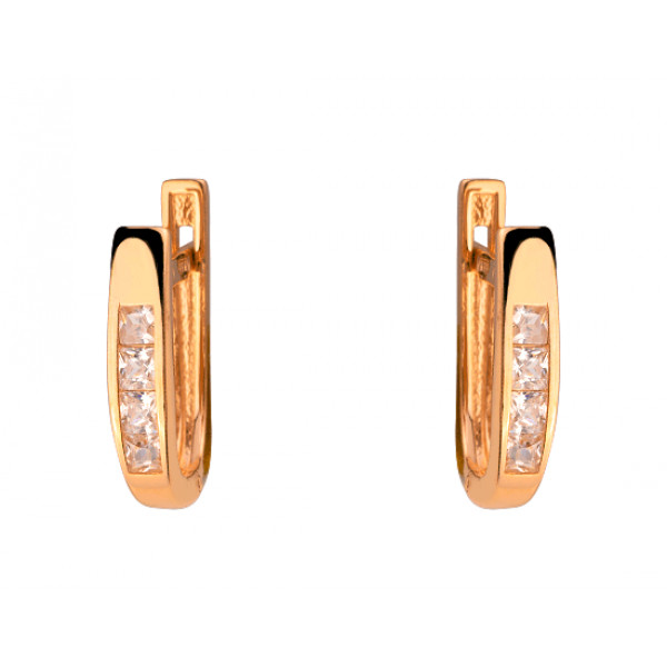 Золотые серьги красного цвета с цирконом