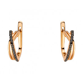 Золотые серьги в красном цвете с цирконом 01-200191441