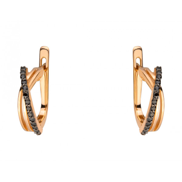 Золотые серьги в красном цвете с цирконом