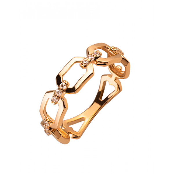 Кольцо из золота красного цвета с цирконом