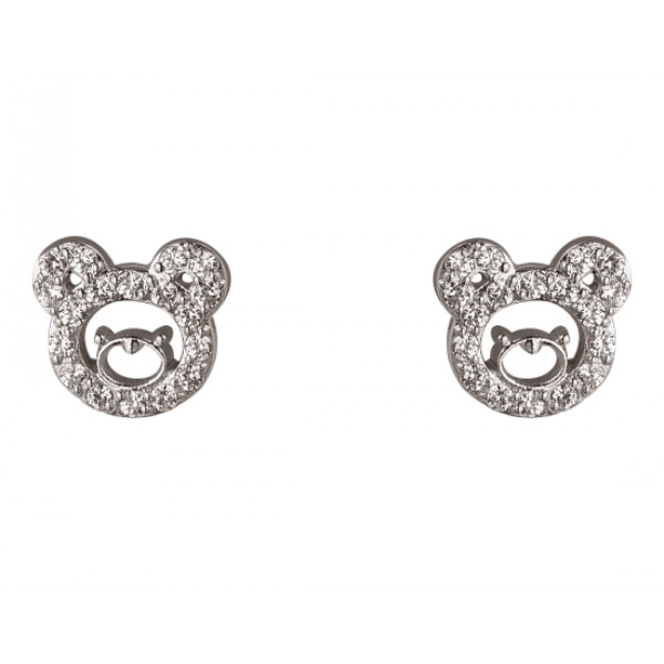 Золотые серьги с цирконом «Медвежонок»