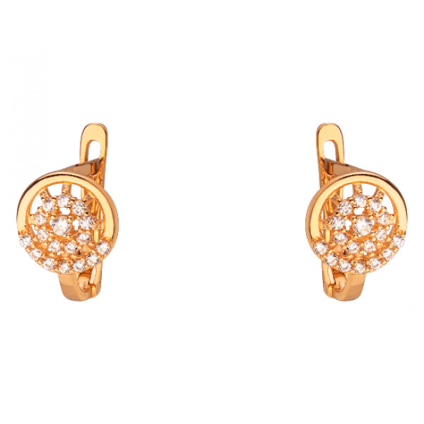 Серьги из золота красного цвета с цирконом