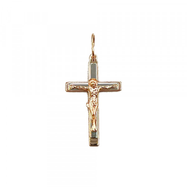 Хрестик з золота червоного з білим кольору