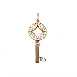 Золотий кулон у червоному кольорі з цирконом «Ключ» 01-200782241