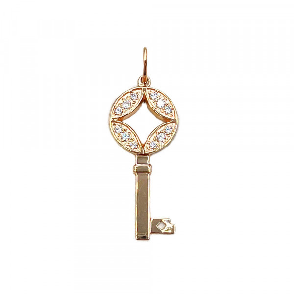 Золотий кулон у червоному кольорі з цирконом «Ключ»