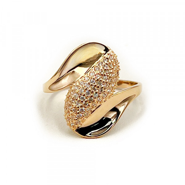 Каблучка з червоного золота з цирконом