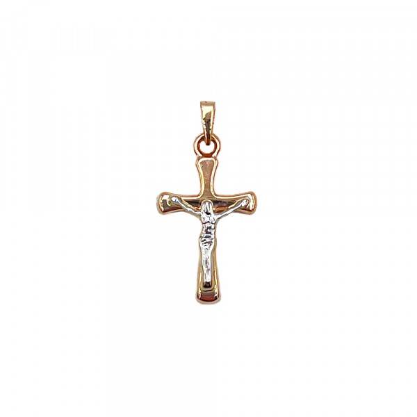 Хрестик з золота у червоному з білим кольорі