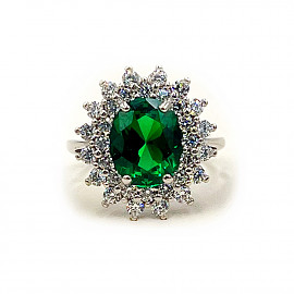 Каблучка з золота білого кольору з цирконом 01-200872441