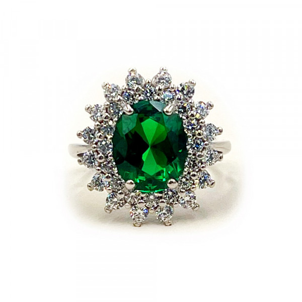 Каблучка з золота білого кольору з цирконом