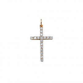 Крестик из золота красного с белым цвета с цирконом 01-200900441