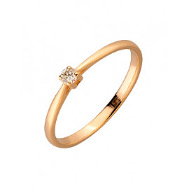 Золота каблучка у червоному кольорі з жовтим діамантом 01-200006942