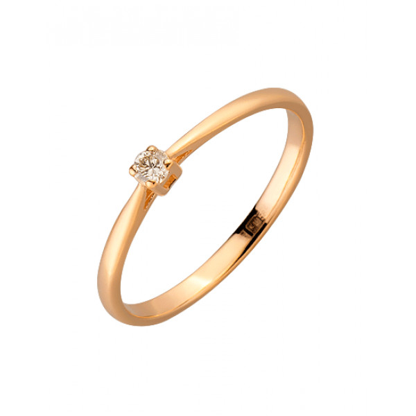 Золота каблучка у червоному кольорі з жовтим діамантом
