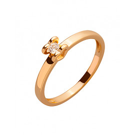 Кольцо из красного золота с цирконом 01-200104742