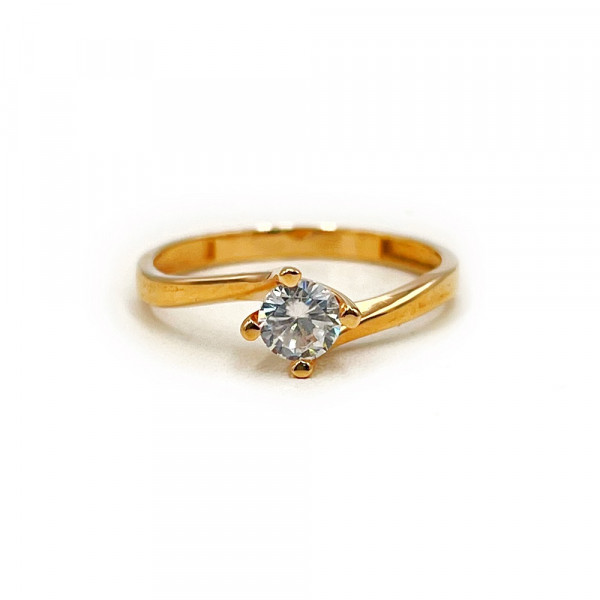 Каблучка з золота у червоному кольорі з цирконом