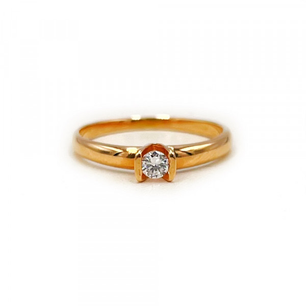 Каблучка з червоного золота з цирконом