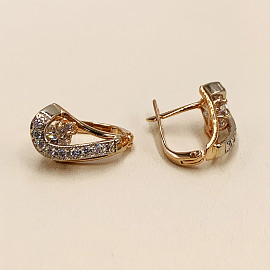 Серьги из красного с белым золота с цирконом 01-200355342
