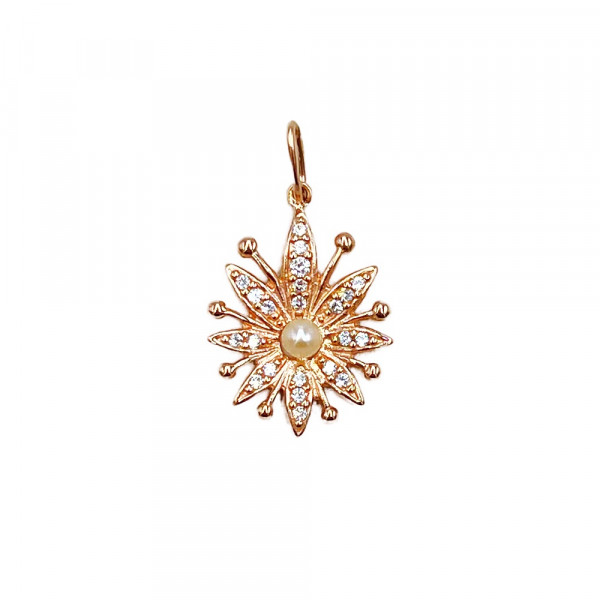 Золотой кулон в красном цвете с цирконом