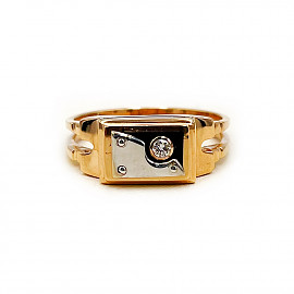 Перстень з золота з білим діамантом 01-200817642