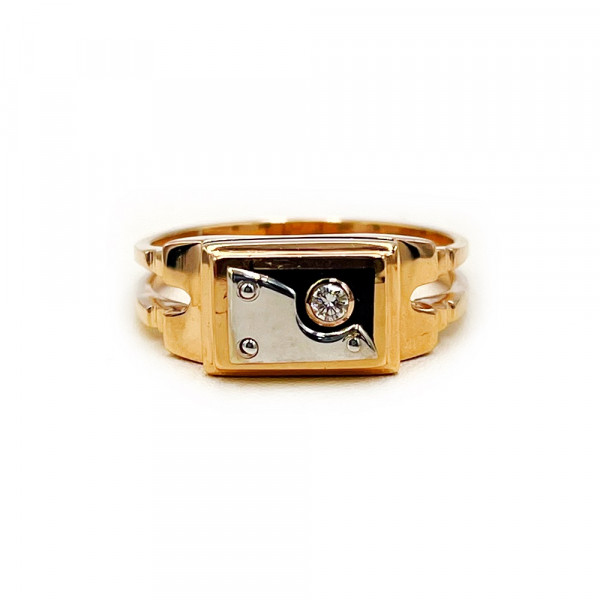 Перстень з золота з білим діамантом