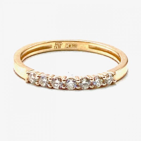 Золотое кольцо красного цвета с желтыми бриллиантами