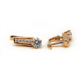 Сережки з золота червоного кольору з цирконом 01-200859442