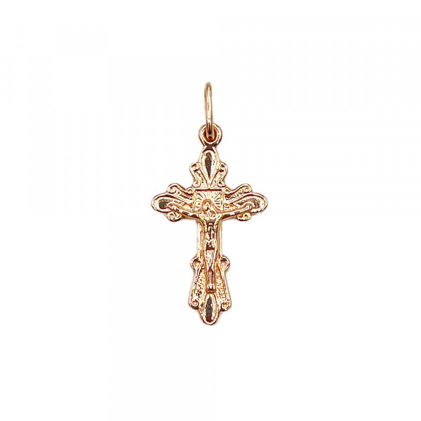 Крестик из золота в красном цвете