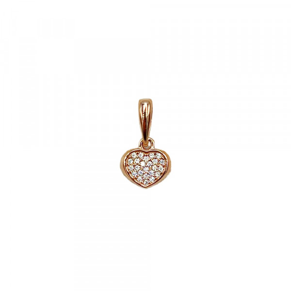Золотой кулон в красном цвете с цирконом «Сердце»
