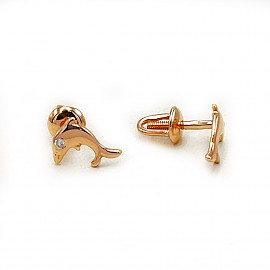 Сережки з червоного золота з цирконом 01-200923042