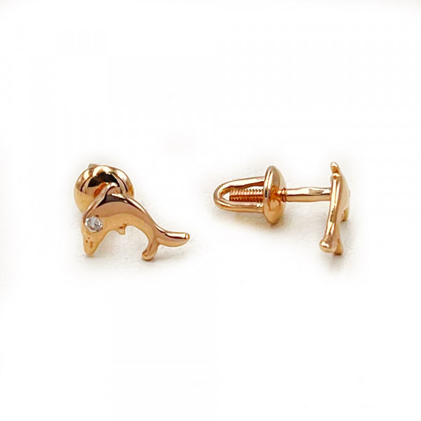 Сережки з червоного золота з цирконом