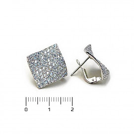 Серьги из золота белого цвета с цирконом